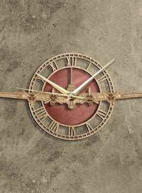 木制挂钟B-17飞行堡垒重型轰炸机造型墙钟现代墙面装饰壁钟