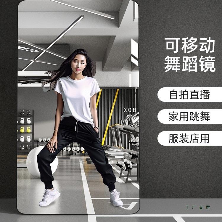 可移动落地舞蹈镜挂墙全身健身瑜伽练舞专用超大镜可折叠穿衣镜子