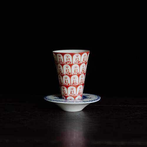 敦煌文创陶瓷茶杯女士个人专用品茗杯带杯垫精致小容量主人杯