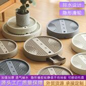 可移动圆形花盆接水托盘塑料底座带轮储水高承重透气底托绿植轮式