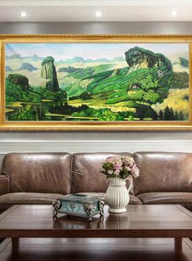网红武绘大幅山水风景画聚宝盆风水饰画客厅办油公室装画挂手画夷