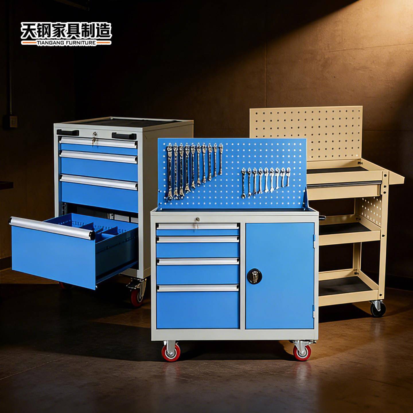 天钢重型抽屉式工具车 移动式汽修工具收纳车五抽工具车