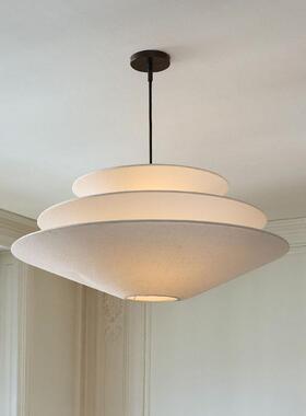 法式奶油风吊灯北欧中古客厅卧室餐厅布艺复古主卧灯衣帽间吧台灯