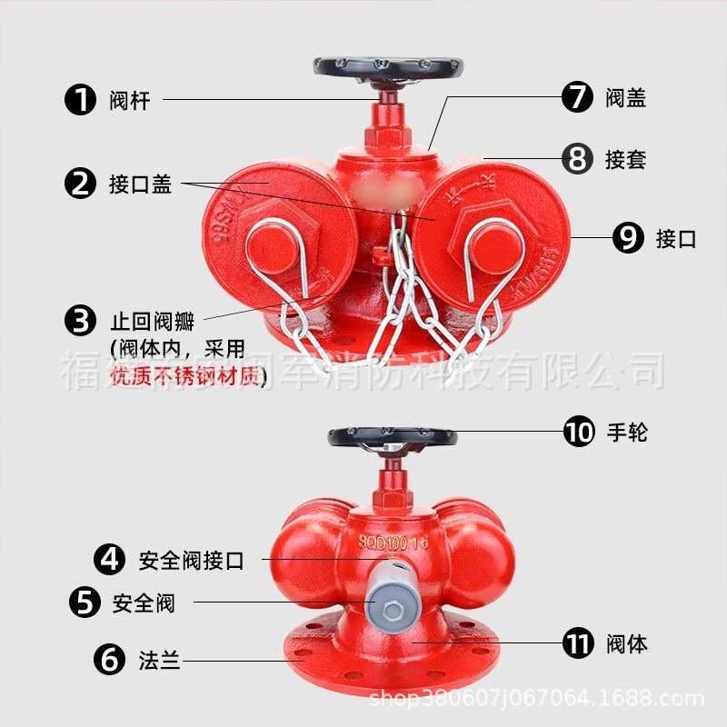 消防地上式多功能水泵接合器SQD100-2.5 多用式水泵接合器