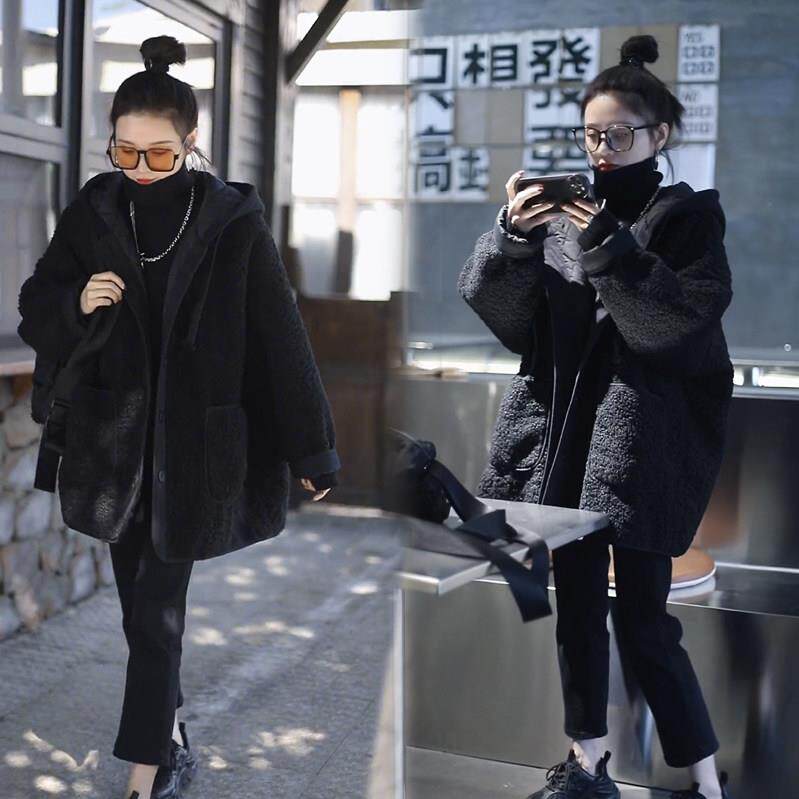 欧洲站2025年秋季新款设计感加厚加绒中长款外套女宽松休闲棉服潮