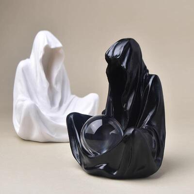 2026树脂底座托首饰饰品收纳盒万圣节黑白巫师创意工艺品水晶球底