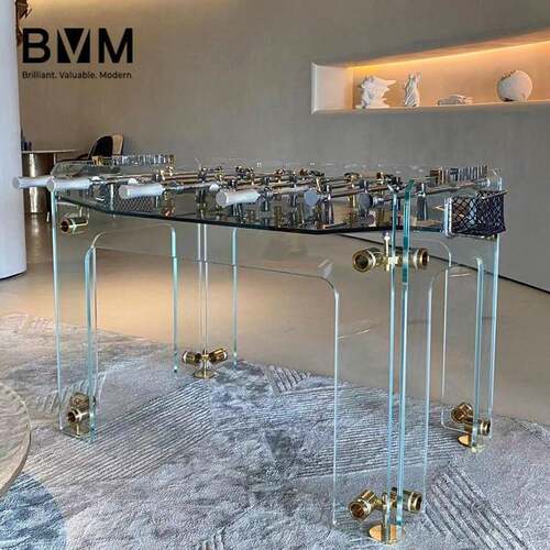 bvm透明钢化玻璃亚克力桌上足球机实木标准成人桌上足球台