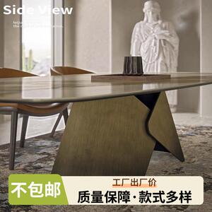 流行设计奢华现代青铜餐桌套装8座家居家具餐桌套装6把椅子