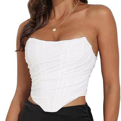 Mesh Ruched Grommet Lace Up Curved Hem Shapewear Corset Top
