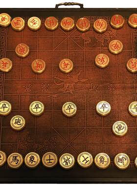 唐腾铜艺黄铜中国象棋实心纯铜工艺品摆件全套象棋商务礼品送长辈
