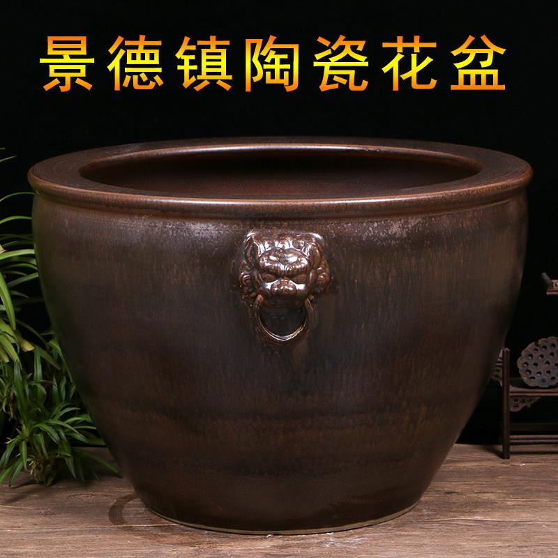 养睡莲荷花盆缸特大号景德镇陶瓷花盆庭院阳台大花盆水缸种树花缸