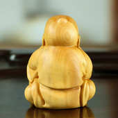 件手把木雕家居q装 圆雕汽车黄杨土工艺品摆件茶宠 饰品财神人物版