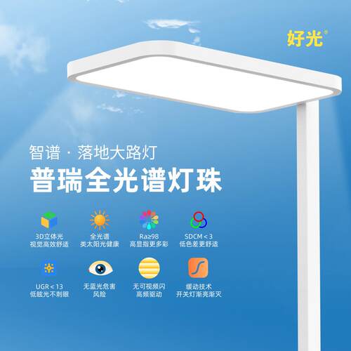 好光全光谱护眼落地灯儿童学生阅读学习专用高显书桌大路灯钢琴灯