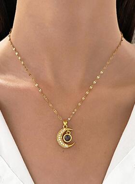 Personalized Moon Necklace Women