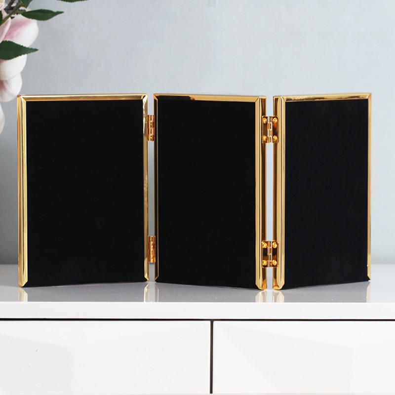 热卖北欧简约现代三连折叠金属相框摆台5寸6寸7寸8寸竖款