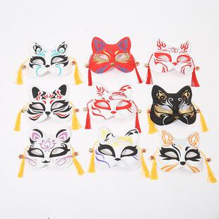 狐狸面具卡通半脸猫儿童表演用品日式和风猫面具动漫舞会派对