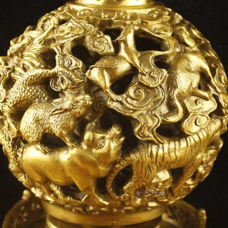 铜十二生肖鼎九转乾坤鼎大号鼎高23公分工艺品礼品摆件