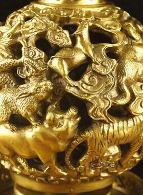 铜十二生肖鼎九转乾坤鼎大号鼎高23公分工艺品礼品摆件