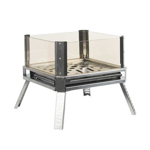 厂家焚火台户外露营便携折叠不锈钢烧烤架篝火炉微晶玻璃