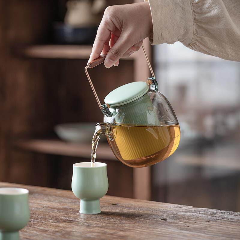 半见提梁壶茶具套装家用夫泡功茶蜡84038瓷温茶炉烛暖茶简约陶煮