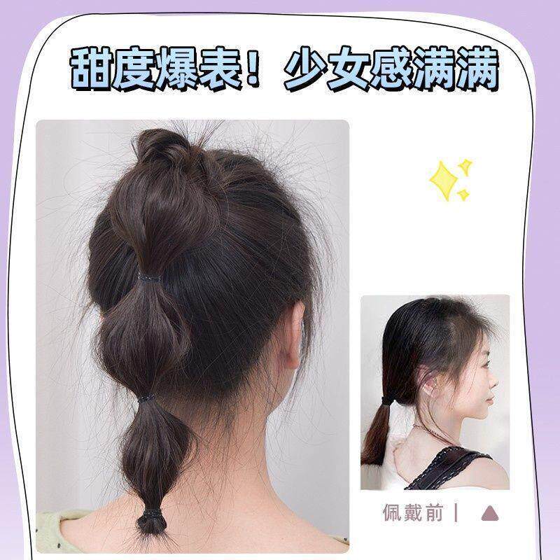 假发发圈辫子女轻高马尾麻花长辫假发新中式低双马尾灯笼泡泡辫子