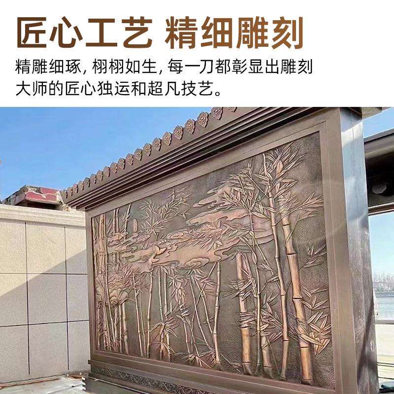 迎客松铝浮雕板立体浮雕壁画屏风玄关雕刻大门铝雕窗花防古铜屏风