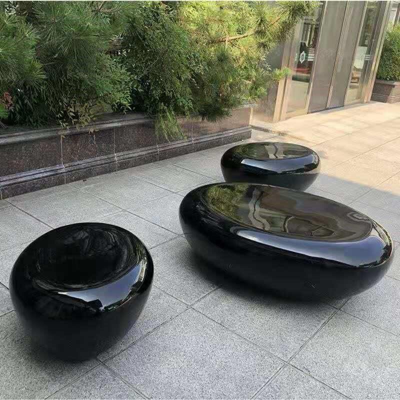 商场玻璃纤维座椅鹅卵石造型坐凳公园商场美陈公共休闲 椅