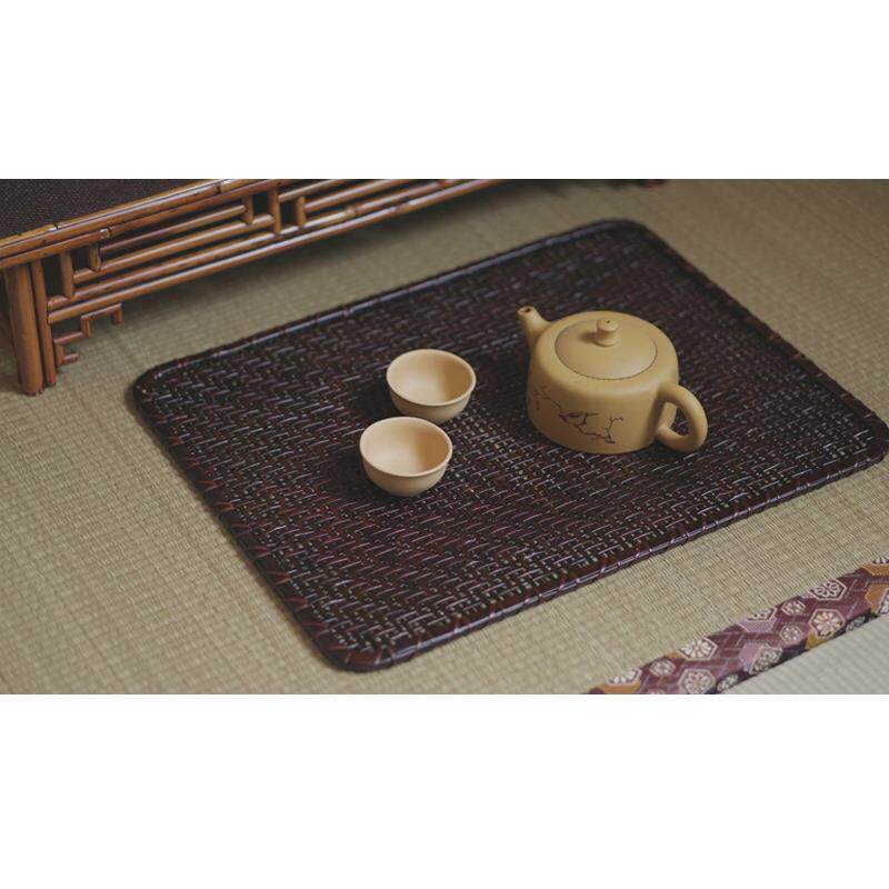 手工大漆竹编茶垫大漆手工日式榻榻米干泡茶席茶具配件茶盘泡茶帘