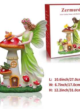 天使花园雕像蘑菇太阳能仙女花园雕像工艺品庭院庭院装饰庭院草坪