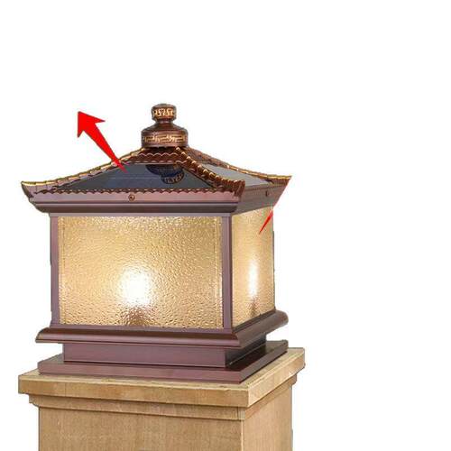 仿铜柱头灯户外庭院灯围墙别墅大门两侧柱子灯门柱灯宫廷风