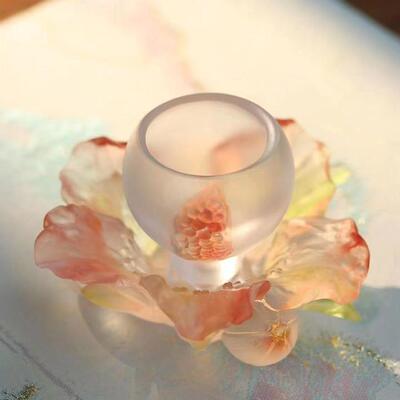 琉璃杯十二花神桃花紫薇茶杯主人杯托 托杯垫功夫茶具品茗杯