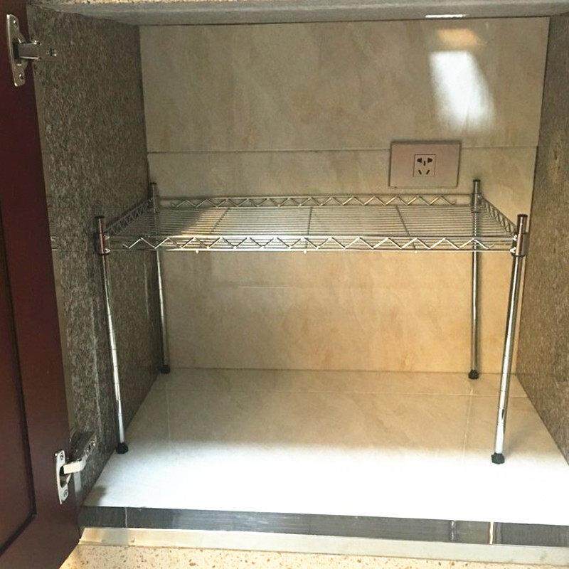 家用隔层置物架架一层整体橱柜分层柜子单层烤箱架微波炉架多肉收
