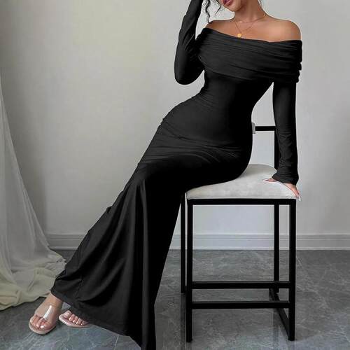 Women's hip hugging skirt group with exposed shoulders