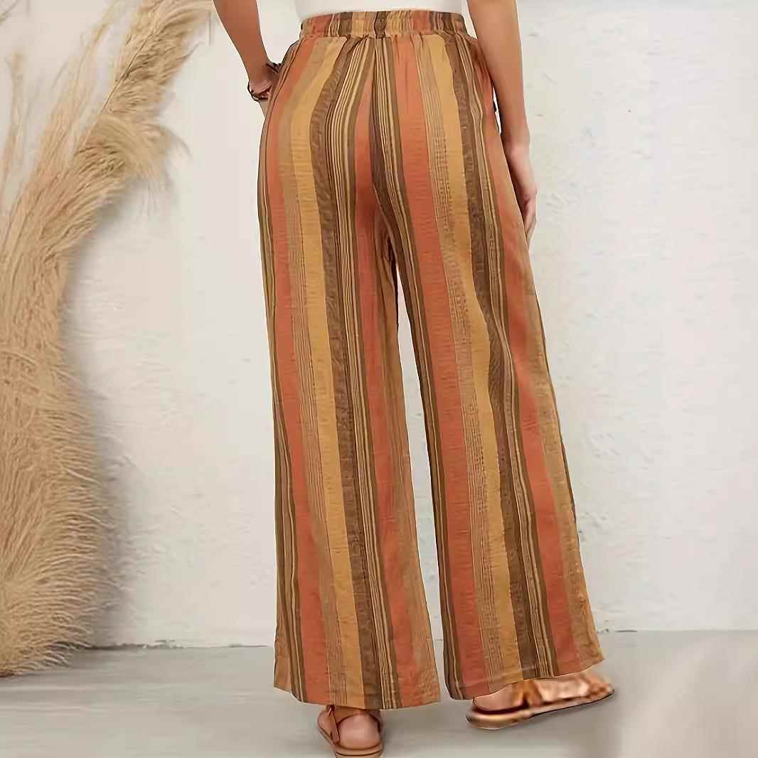 Striped womens loose versatile harem pants artistic thin