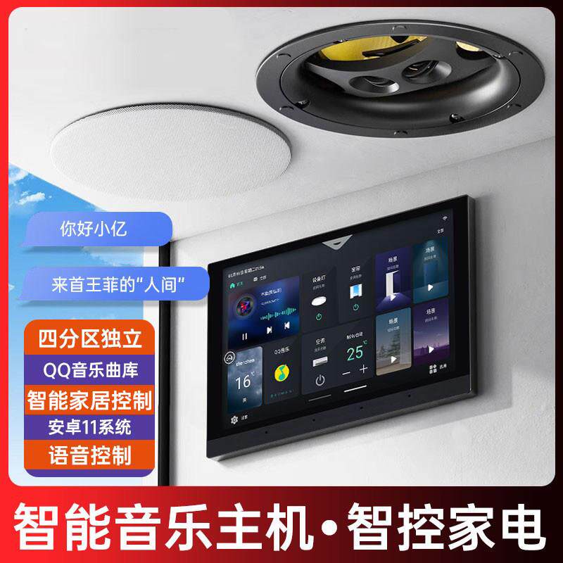 亿佳音家庭背景音乐主机U9吸顶音响K歌控制器智能家居系统套装8寸图片