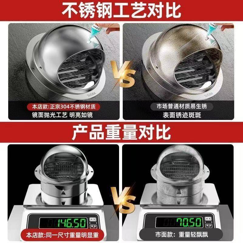 304不锈钢止逆阀室外墙出风口防风罩穿墙风帽油烟机排烟管止回阀