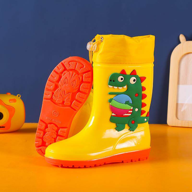 1-16 YEARS OLD CHILDRENS HIGH-TOP RAIN BOOTS DINOSAUR CARTOON WATER BOOTS NON-SLIP SOFT BOTTOM WATERPROOF SHOES BOYS AND GIRLS TODDLER RUBBER SHOES