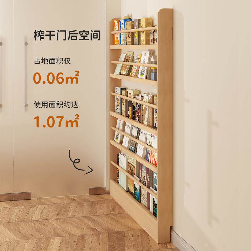 靠墙书架超薄宝宝壁挂门后收纳柜挂墙极窄缝隙窄置物架贴墙儿童