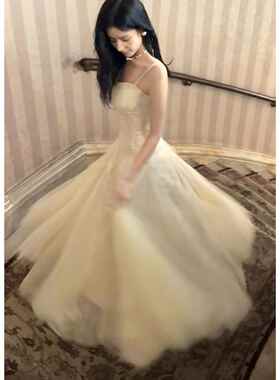 GJFD【自然溢彩】立体蝴蝶蕾丝连衣裙法式重工高级感网纱气质礼服