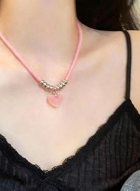 新款彩色糖果串珠项链女甜美少女