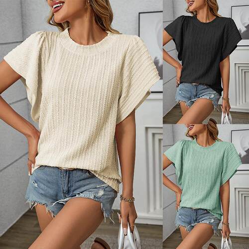 Women's double-layer ruffled short sleeved T-shirt