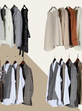 男女服饰组合样板房衣帽主卧衣柜衬衣西服连衣裙设计师款衣服陈列