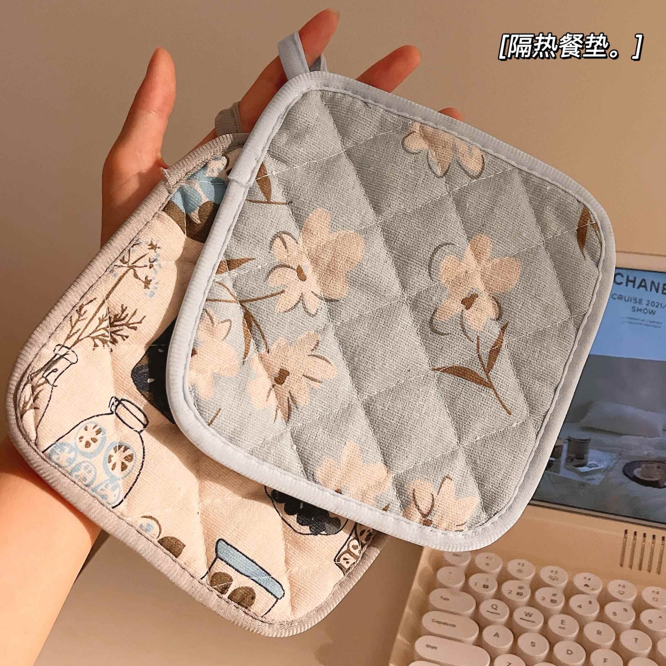 印花防烫餐垫隔热厨房毛巾布隔热垫方形棉质防热锅底碗垫耐热餐垫