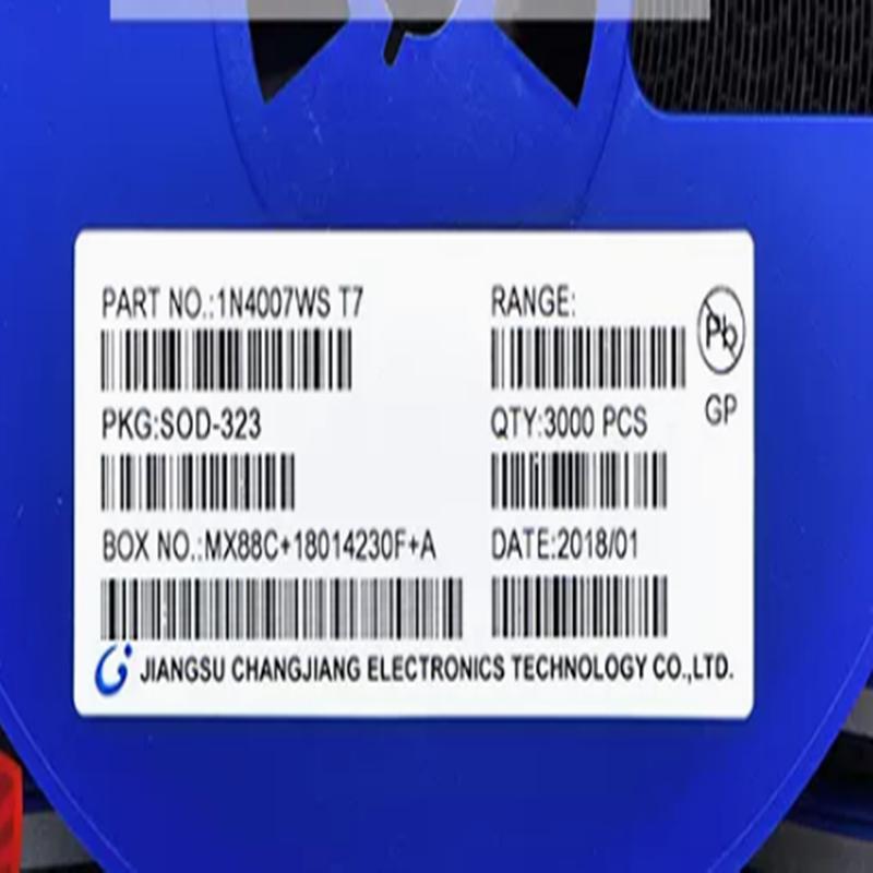 贴片整流二极管 1N4007WS T7 丝印T7 SOD-323 0805封装 3000个/盘
