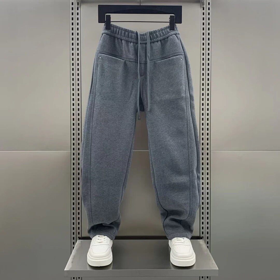 仓石一树潮牌秋冬新款美式复古弯刀休闲裤男宽松直筒加绒运动卫裤