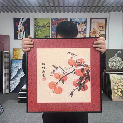 新中式事事如意卧室装饰画饭厅挂画D026小众装饰画5050