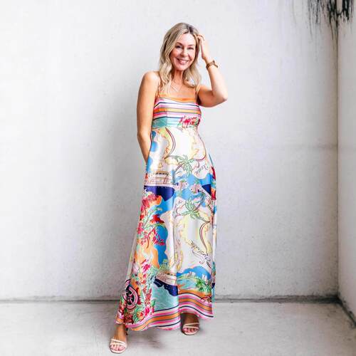 Womens All-Over Print Cami Dress Boho Casual Sleeveless