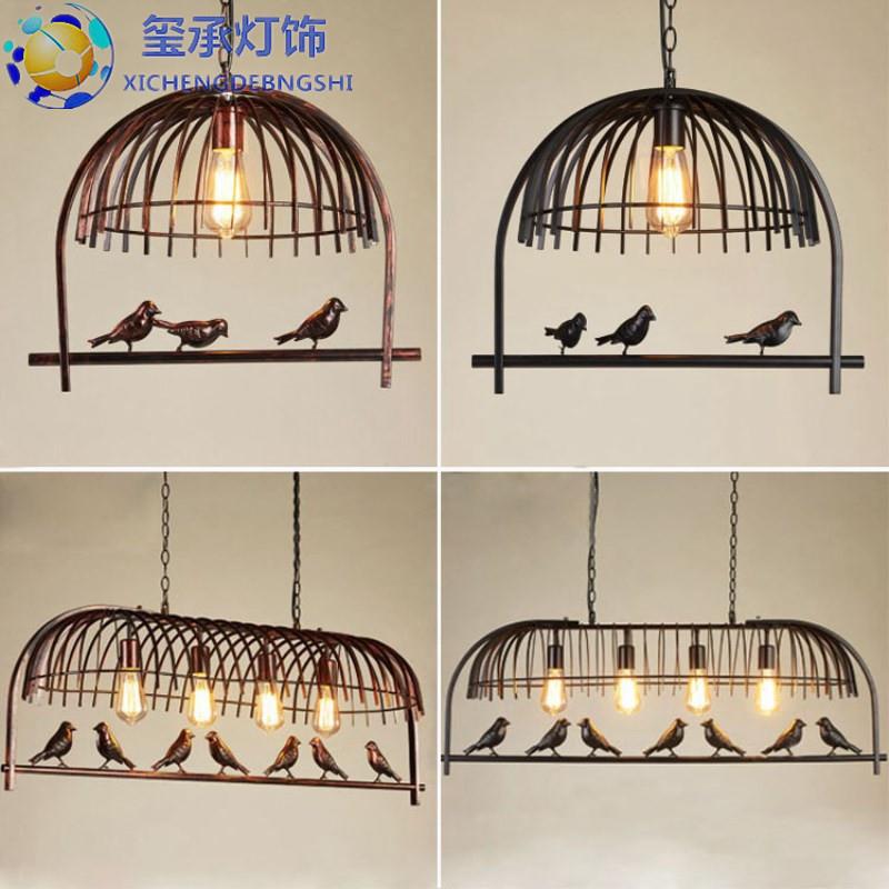 北欧铁艺餐厅吊灯创意个性鸟笼咖啡厅酒吧工业风客厅小鸟装饰灯具