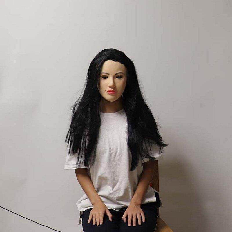 万圣节cos舞会化妆成人装扮美女人脸乳胶全脸面具仿真戴发头套