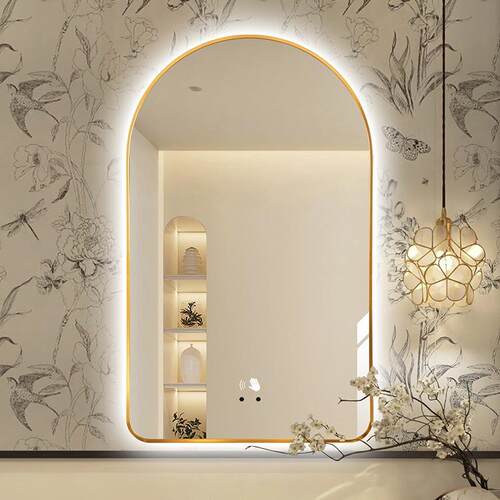 BOLEN法式拱门智能镜背光浴室镜子挂墙式梳妆化妆镜卫生间led灯镜